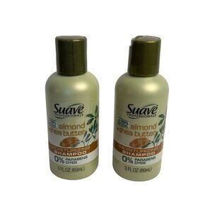 Suave Almond & Shea Butter Moisturizing Shampoo 3 oz Travel 2-Pack 0% Parabens